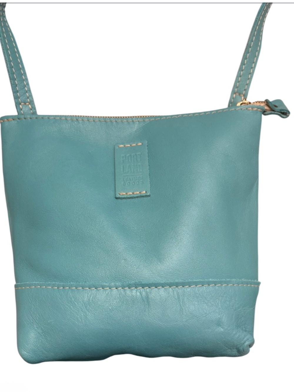 Portland leather aqua blue festival crossbody bag